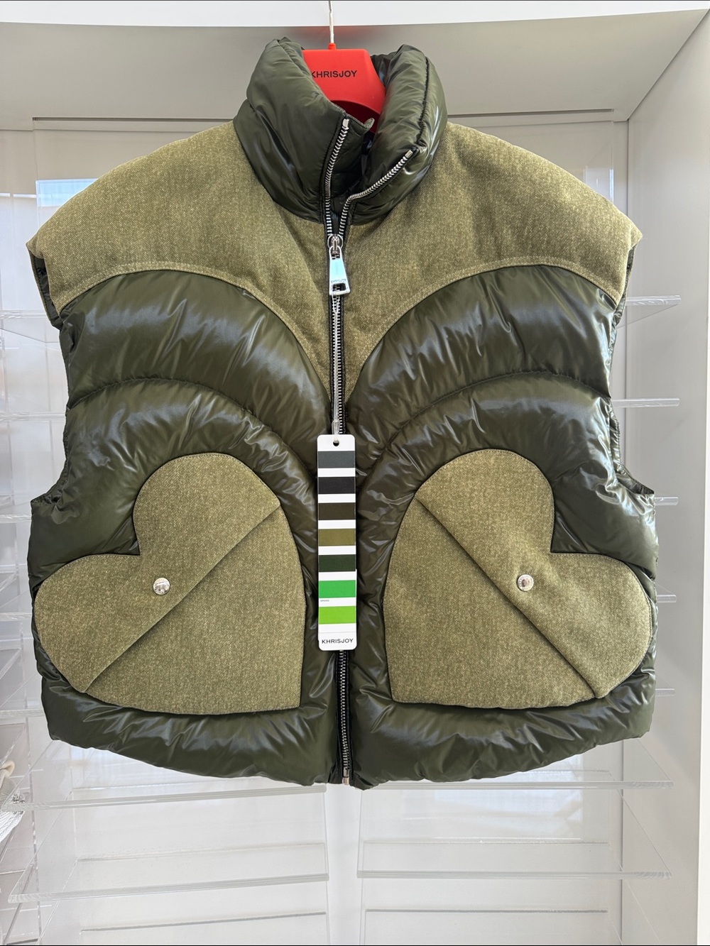 Khris Joy Corazon Puffer Vest - Musk Green